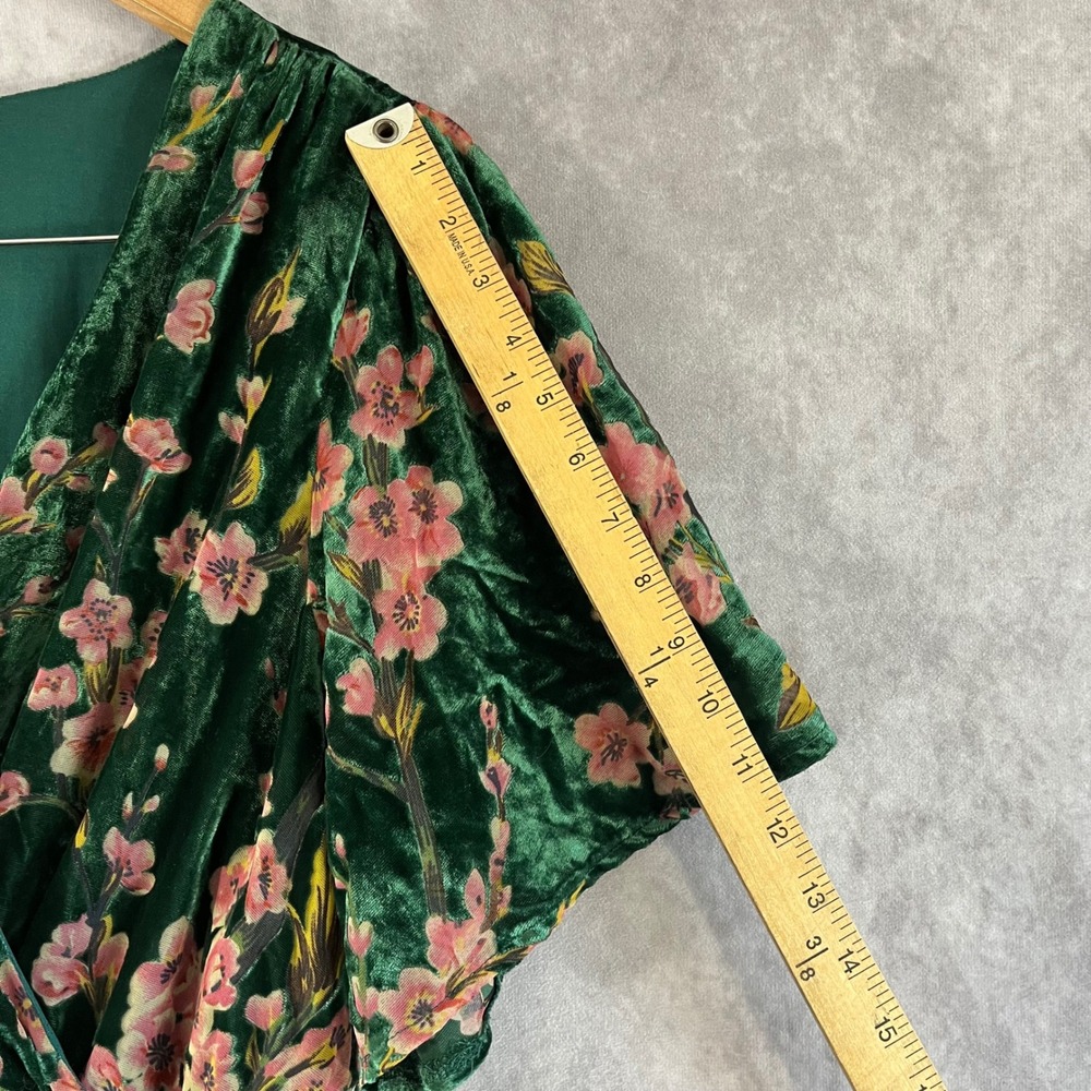 Baltic Born Maxi Dress Womens Large Green Velvet Floral Burnout Wrap Gown NWOT - Picture 5 of 10